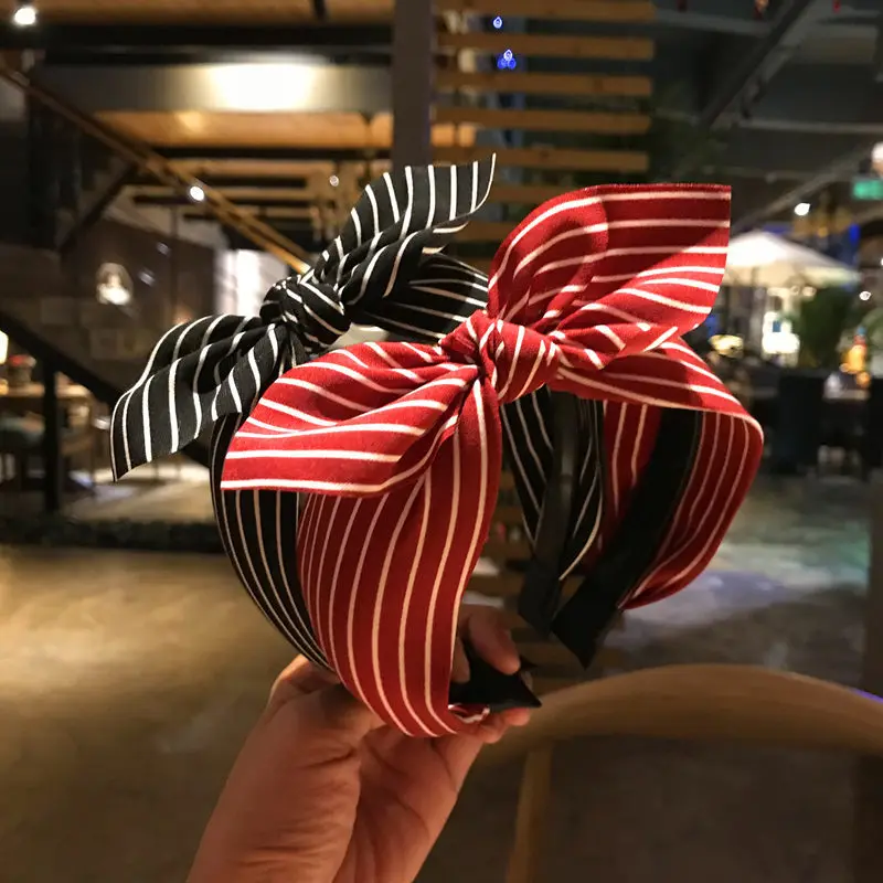 

Rabbit Ears Hairbands Striped Knot Headbands for Women Girls Head Bands 2019 New Fashion Simple Bow Hair Accesories