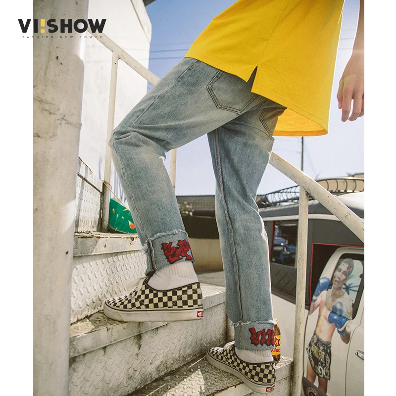 VIISHOW Брендовая Дизайнерская обувь Slim Fit Рваные джинсы Для мужчин высокого улица s