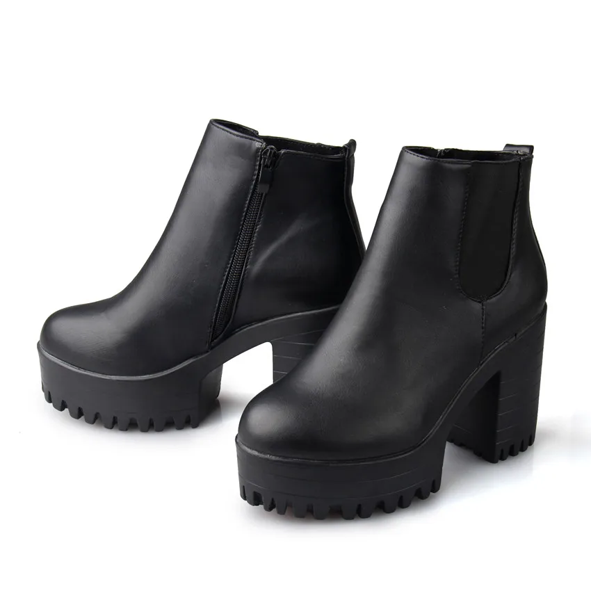 Модные женские сапоги botas mujer на квадратном каблуке и платформе zapatos высокие