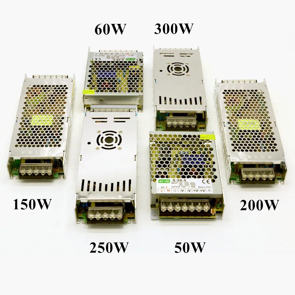 AC 220 V DC/DC 5 V подсказок Питание 10A 12A 30A 40A 50A 60A, 50 Вт, 60 Вт 150 W 200 W 250 W 300 W дисплей из светодиодной ленты