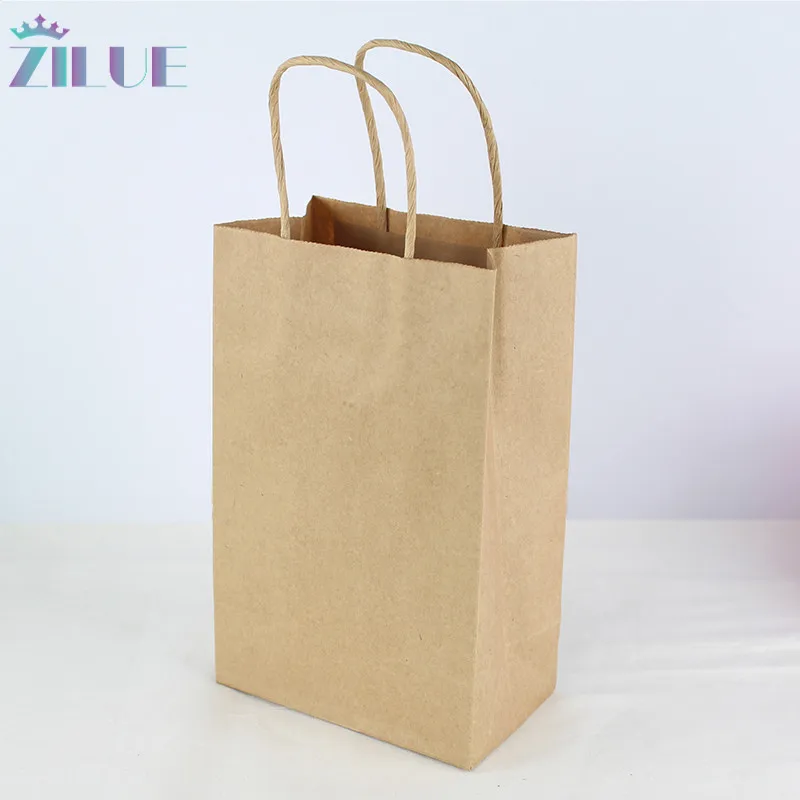

Zilue 50PCS/lot High Quality kraft Paper bag with handle wedding party bags Package food jewelry tea gift paper bags