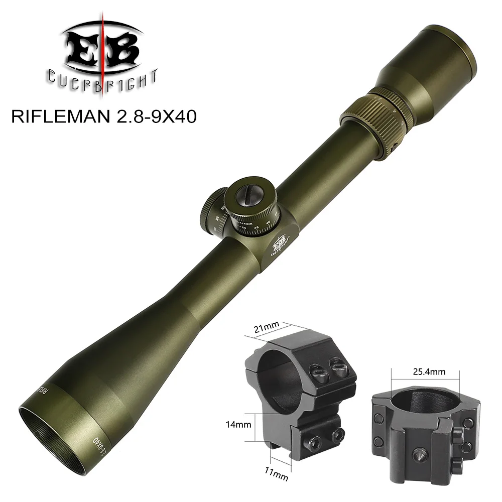Med Dovetail Rings EB RIFLEMAN 2,8-9X40 FFP охотничьи оптические прицелы первого фокального плоского прицела стекло гравированное сетка башенки замок сброс тактический Оптический - Цвет: Med Dovetail Rings