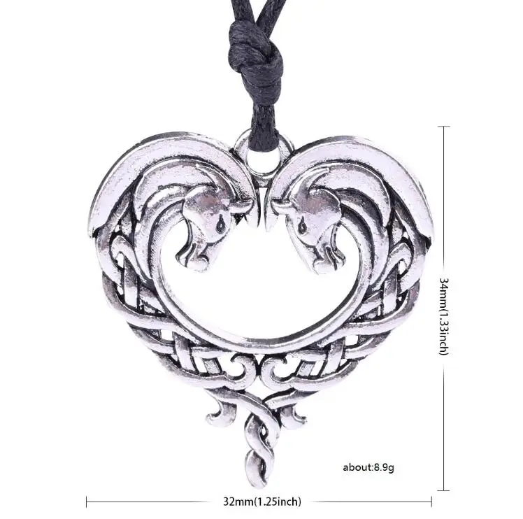A-Antique Silver EUEAVAN 15 шт. двойная подвеска в форме лошадиной головы Шейное серебро золотой цвет в форме сердца животных ювелирные изделия серии подарок для мужчин и женщин - Окраска металла: A-Antique Silver