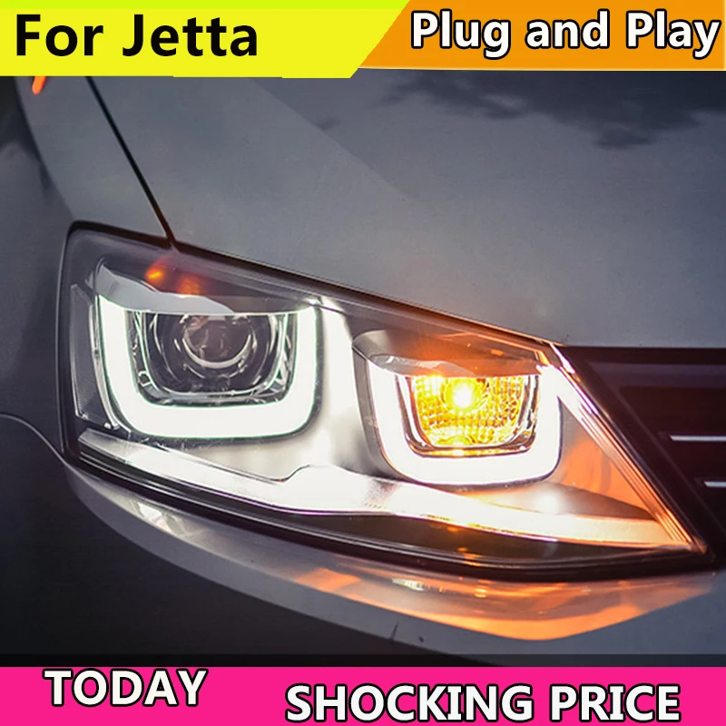 Doxa стайлинга автомобилей Фара для VW Jetta светодиодный фар 2011-2015 двойной U Ангел
