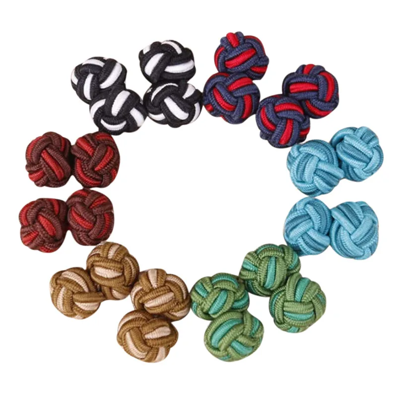 Красочные веревки мяч узел запонки для мужчин шелковые свадьбы Модные мужские