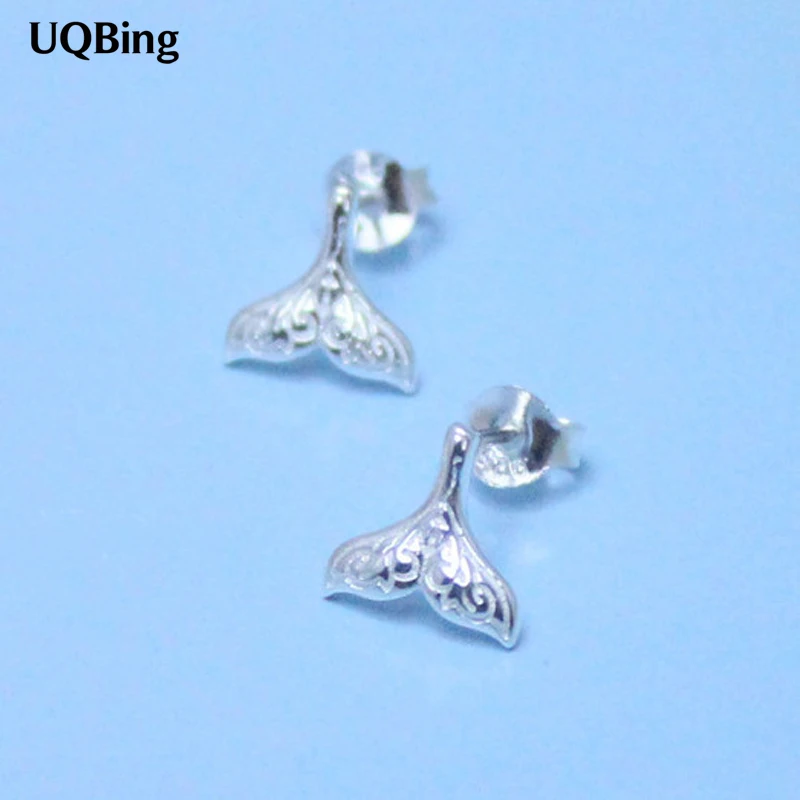 Женские серьги гвоздики рыбий хвост из серебра 925 пробы|earring led|earrings leafearring parts |