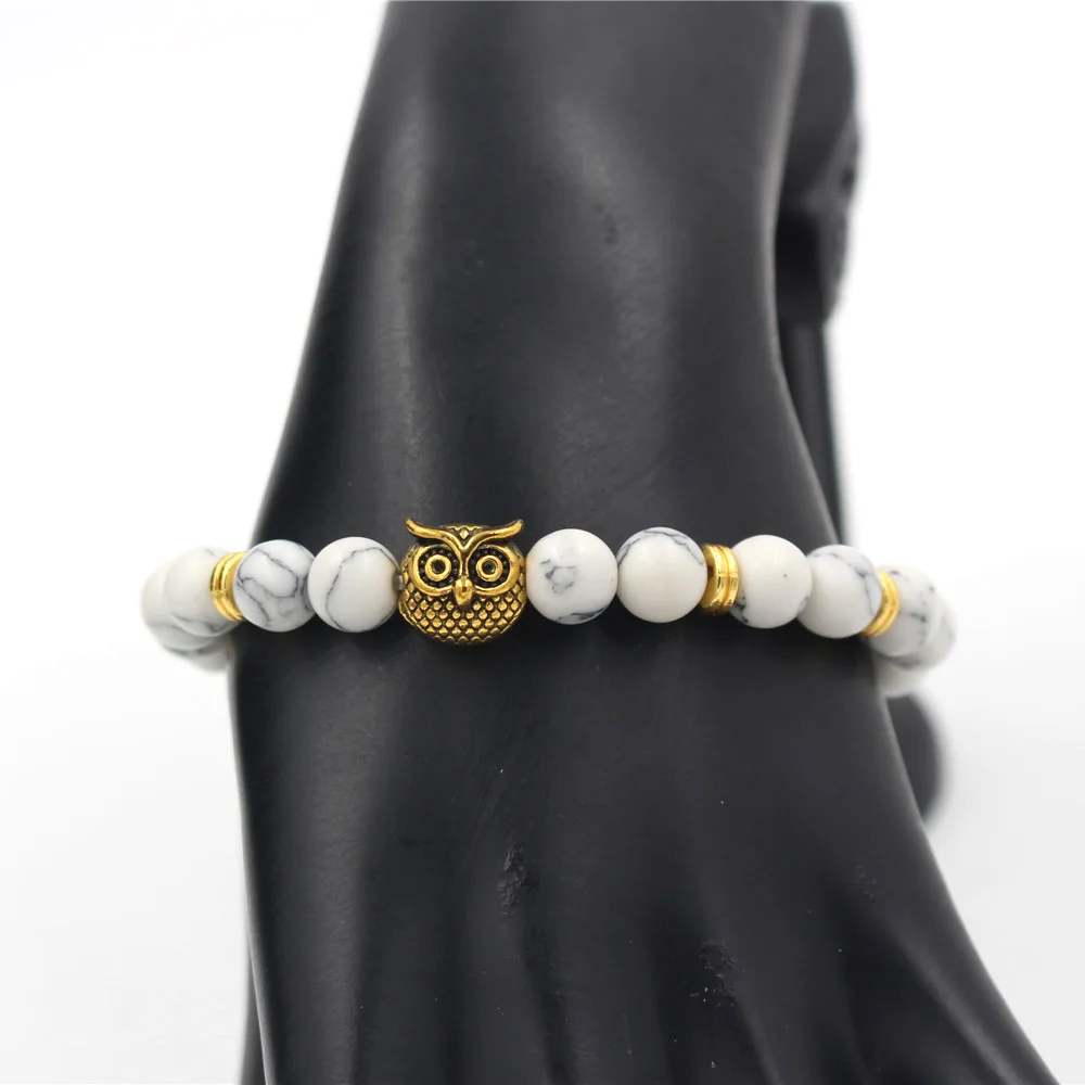 Модный античный браслет NADEEM золотого и серебряного цвета с головой совы