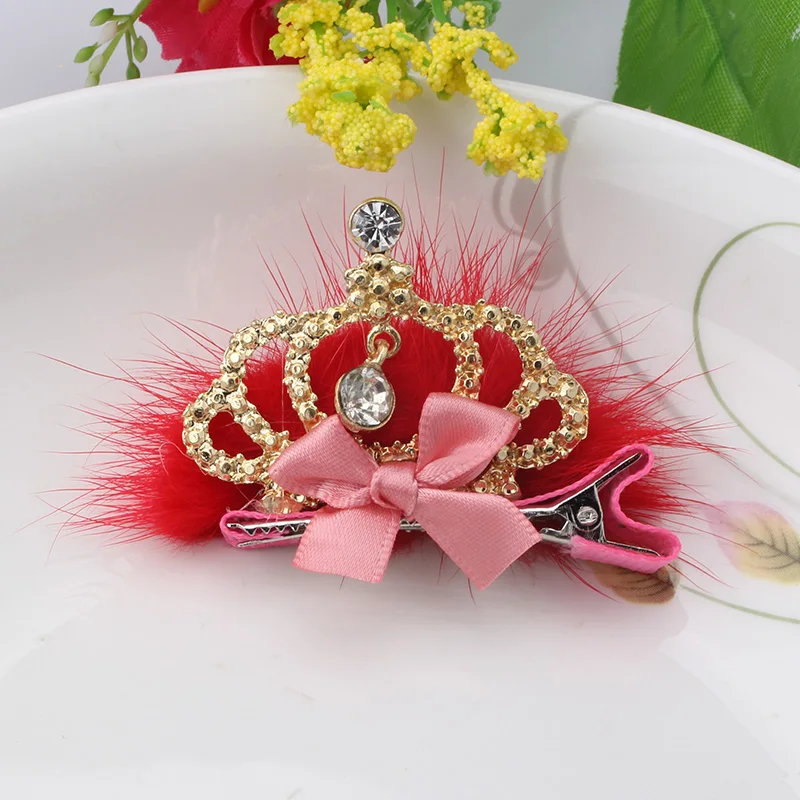 C 2020 Baby Girl Hair Accessories Shiny CZ Golden Crown Kids Hairpins Ribbon Bow Children Princess Clips | Детская одежда и обувь
