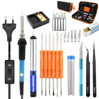 high quality 60w soldering iron station kit adjustable electric soldering irons set tweezers solder wire repair tool kit