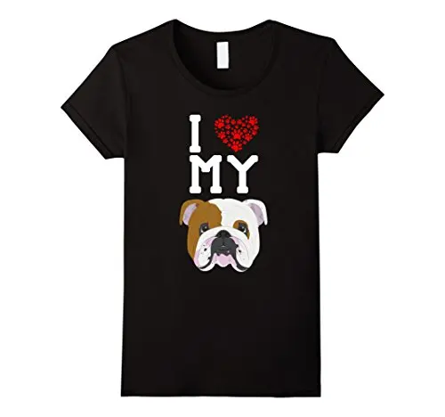Женская футболка с коротким рукавом I Love My Dog в стиле панк изображением английских