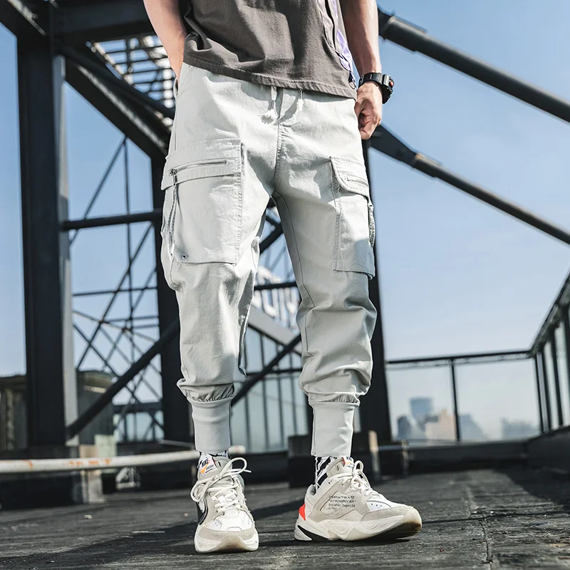 Новинка 2020 мужские уличные карго карманные спортивные брюки хип хоп облегающие