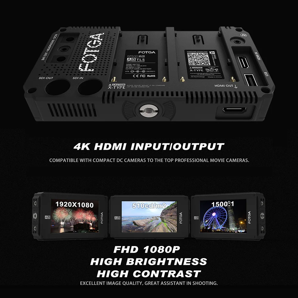 5 дюймовый FHD IPS видеомонитор FOTGA A50T с сенсорным экраном для камеры + Двойная Задняя