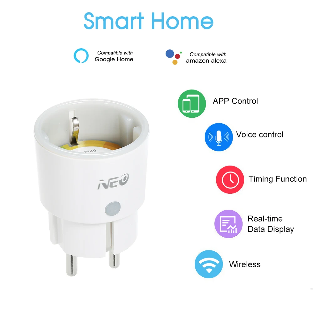 Умная розетка NEO для умного дома голосовое управление совместимо с Alexa и Google Home