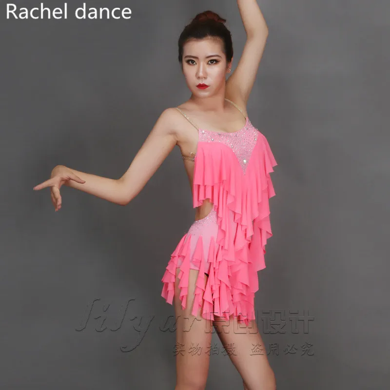 Женское платье для латиноамериканских танцев откровенное с кисточками и ремнями