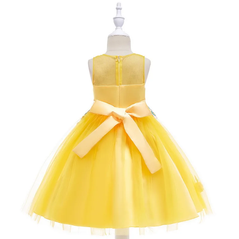 

Summer New Kids Flower Fairy Embroidery Princess Tulle Tutu Dress Girls Birthday Wedding Theme Party Ball Gown Dress