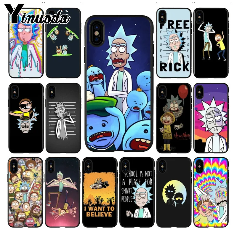 Yinuoda nimation rick and morty качественный Черный силиконовый чехол для телефона iphone X XS MAX 5 6S