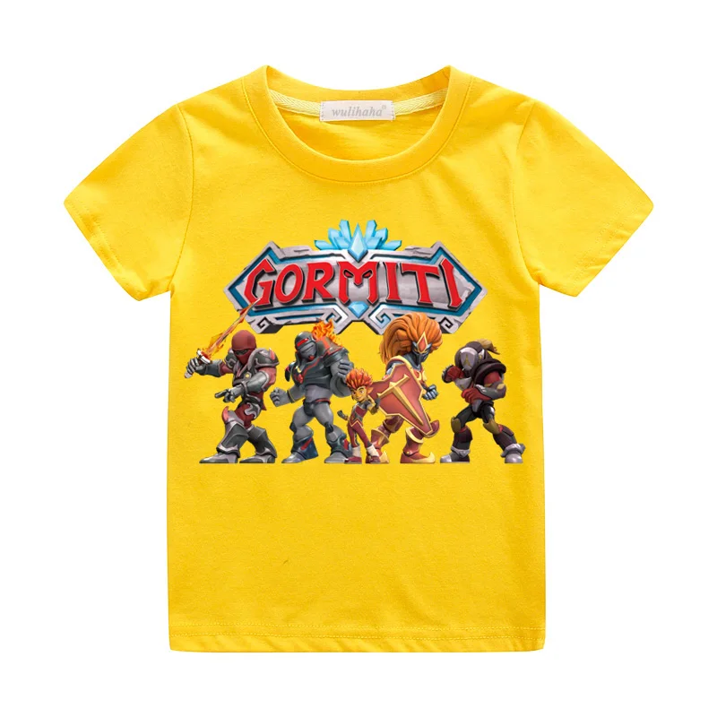 Yellow T-shirts Летние футболки Gormiti для мальчиков повседневные белые футболки для девочек, топ, костюм детские футболки с героями мультфильмов детские футболки г. ZA003 - Цвет: Yellow T-shirts