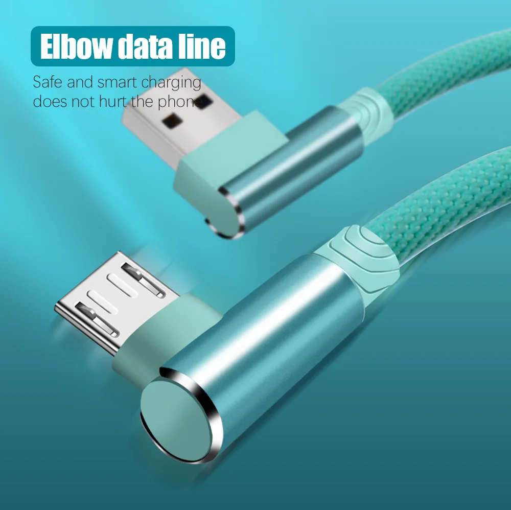 USB кабель 1 м, 2 м, 3 м, USB кабель для iPhone XS, 7, samsung, S9, Xiaomi, huawei, светодиодный, 90 градусов, быстрая зарядка, Microusb type-C, USB C кабели