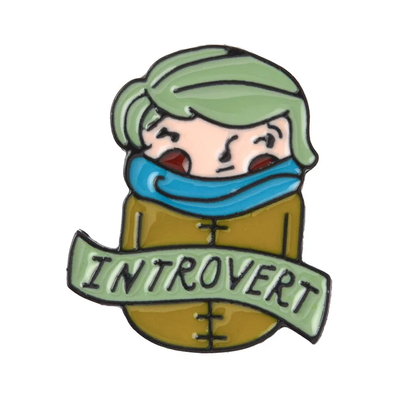 Introvert Qihe ювелирные изделия Интроверты эмаль на булавке на Интроверт мемы шпильки забавные цитаты значки немного неуклюж штырь отворотом INFJ ювелирные изделия - Окраска металла: Introvert