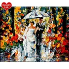 Картина дождь и ночь на холсте, Diy Цифровая масляная краска для раскрашивания по номерам, пейзаж, рисование, город, свадьба, любовь, красота, подарок