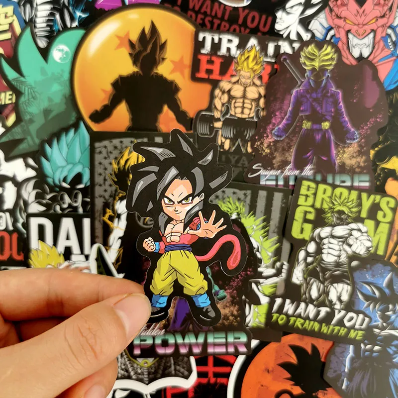 100 шт Аниме Драконий жемчуг наклейки Супер Saiyan Goku смешанные граффити наклейки Bomb для скейтборда багажа ноутбук блокнот "Гитара"