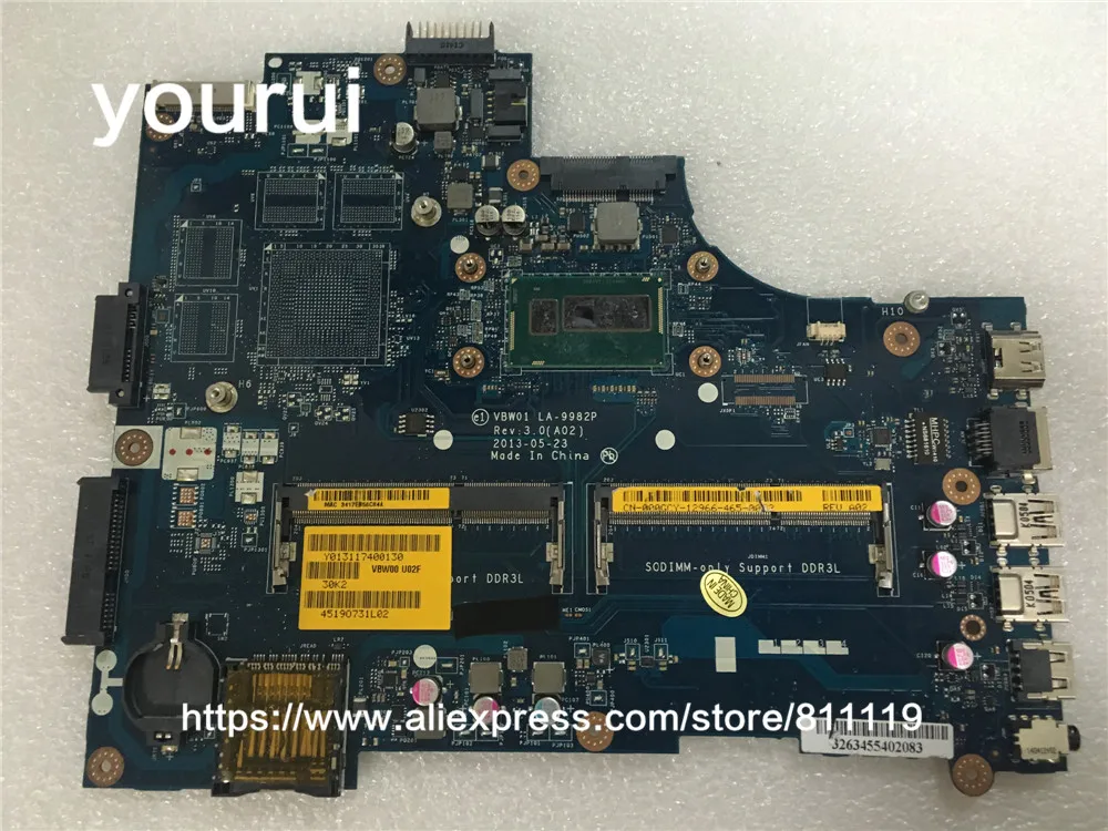 Материнская плата yourui 00GCY 000GCY VBW01 для ноутбука 15R 5537 материнская 1 6 ГГц HD Graphics