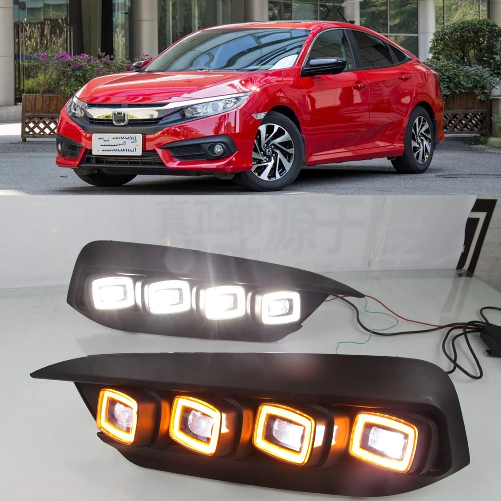 CSCSNL 1 комплект DRL Светодиодный дневной светильник 12v ABS туман крышка с желтым