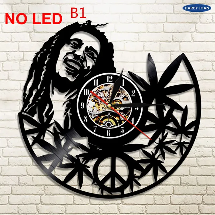 NO LED B1 Bob Marley One Love For regae Lover виниловые Часы светодиодный светильник винтажный LP Record подарок ручной работы декоративный силуэт лампа - Цвет: NO LED B1