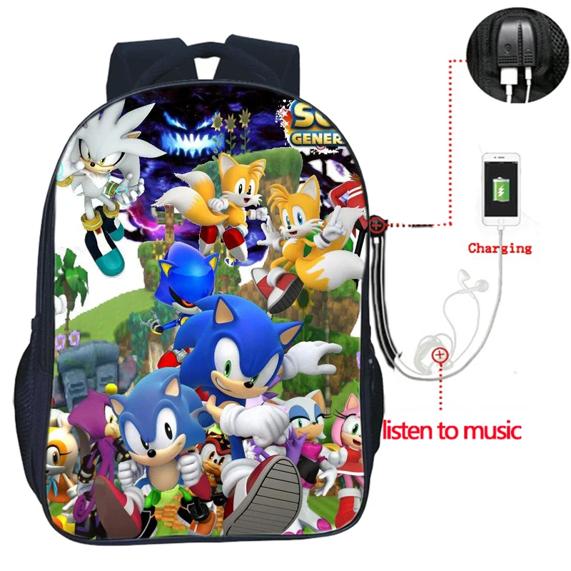 Sonic зубная щётка USB заряд рюкзак для учеников, мальчиков и девочек сумки модные школьные сумки для подростков повседневные Для мужчин Для женщин подростков распылитель ранцевого типа для с - Цвет: 4