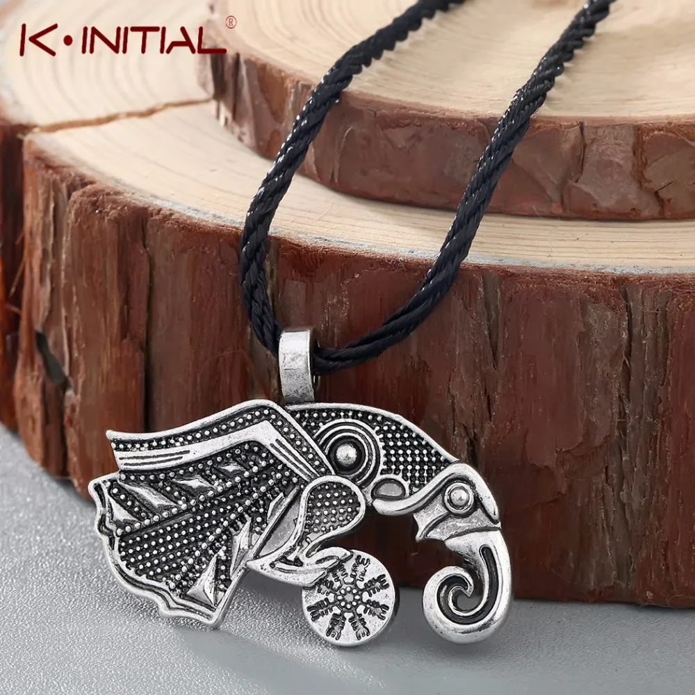 Ожерелье Kinitial Viking в стиле ретро ожерелье с подвеской виде ворона из Odin Викинга