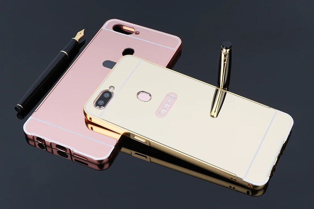 Модные Роскошные зеркальные Чехлы цвета розового золота для OPPO R11S PLUS алюминиевая