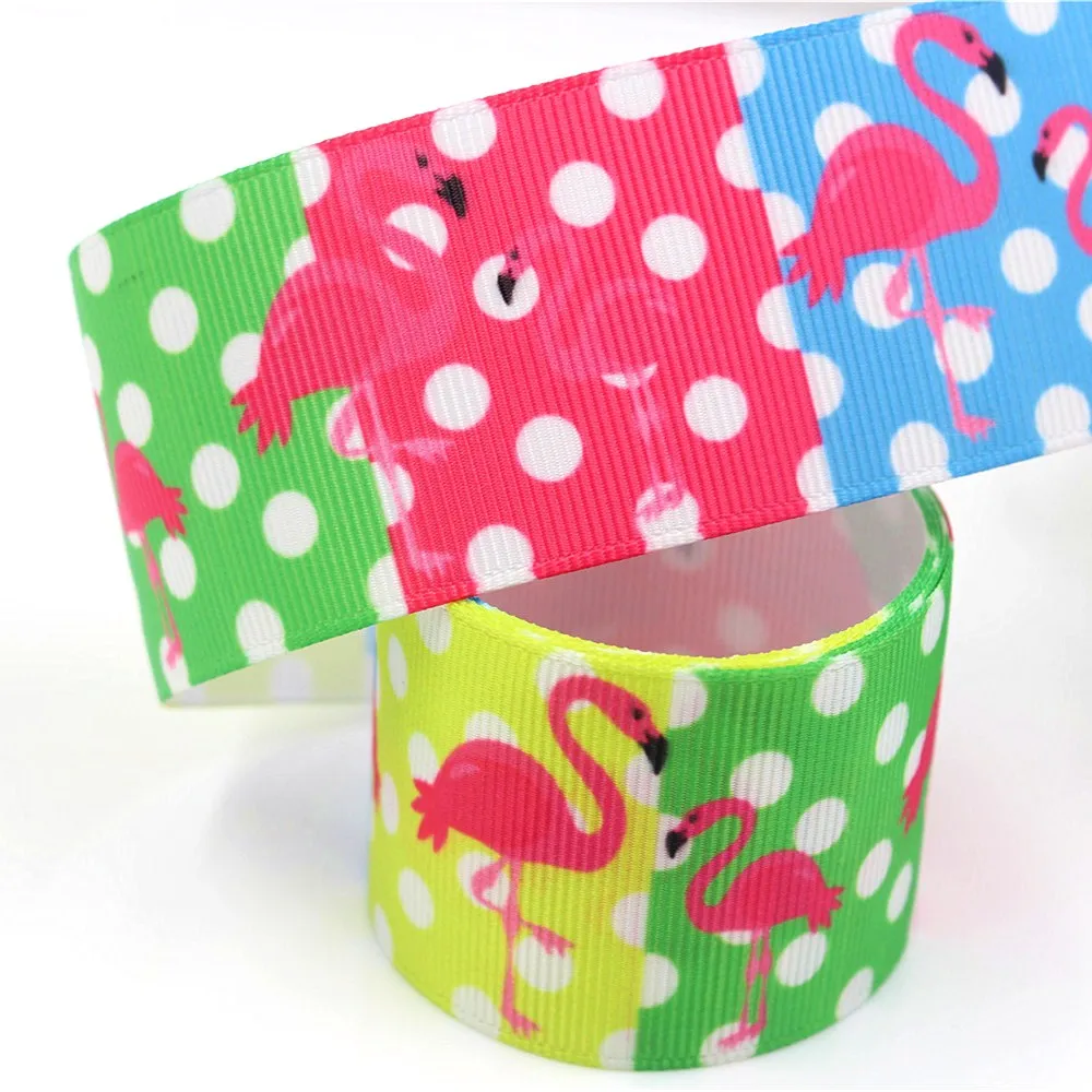 

10 лет бесплатная доставка 1-1/2 "Grosgrain ленты печатных мультфильм Фламинго градиент цвета DIY hairbow