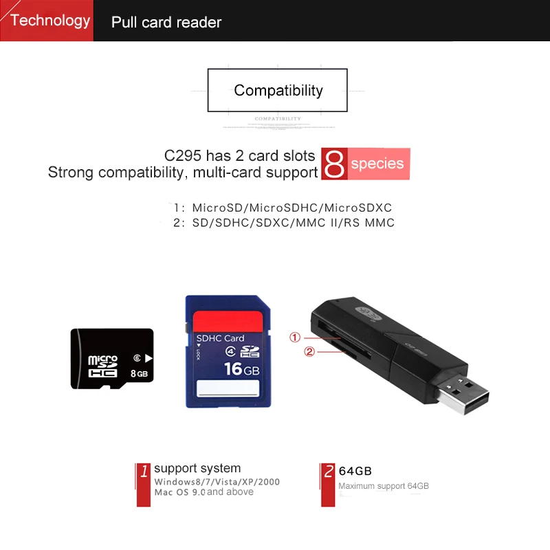 Устройство для чтения карт Micro SD INGELON 2 0 дюйма USB слот TF карты максимальная
