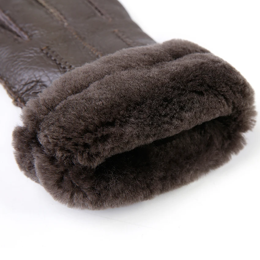 sheepskin men's winter gloves genuine leather warm double-faced sheep fur high quality | Аксессуары для одежды