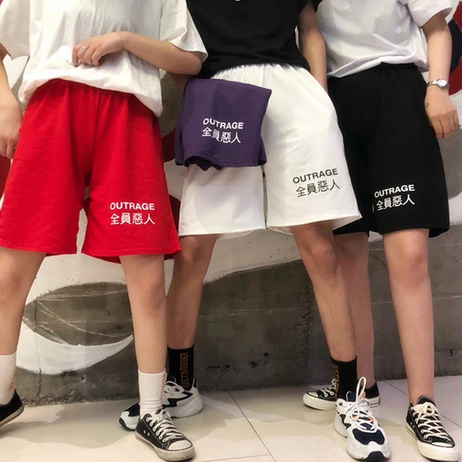 Летние свободные женские шорты спортивные с высокой талией в стиле Харадзюку