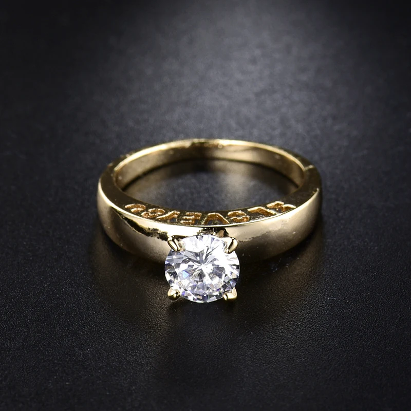 Женское кольцо GULICX Золотое с коробкой и круглыми кристаллами R127 | Украшения