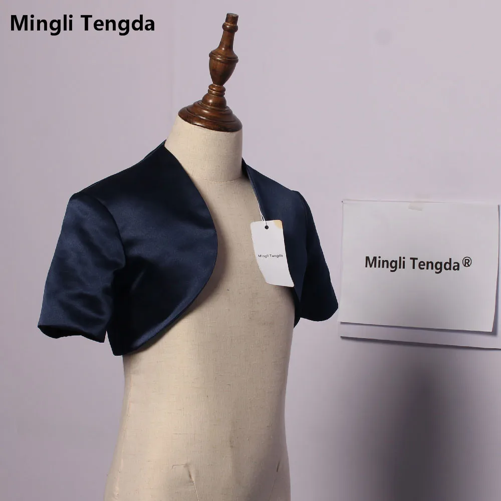 Mingli Tengda/Темно Синяя атласная Свадебная Детская куртка болеро с цветочным узором
