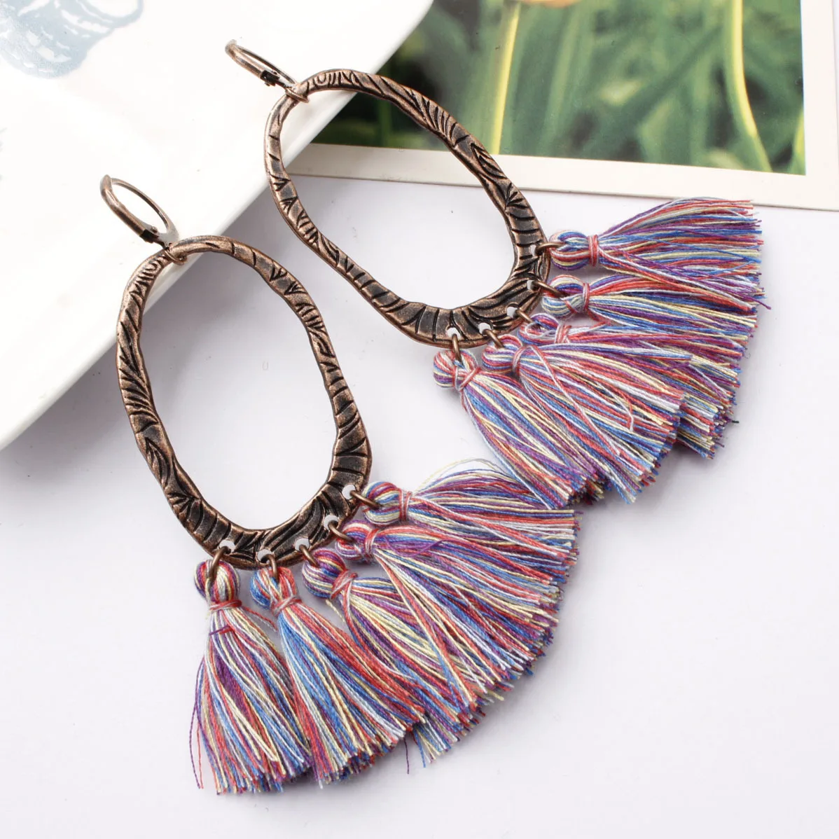 11 Цвета летние смолы кисточкой серьги для женщин длинные сандалии Богемия