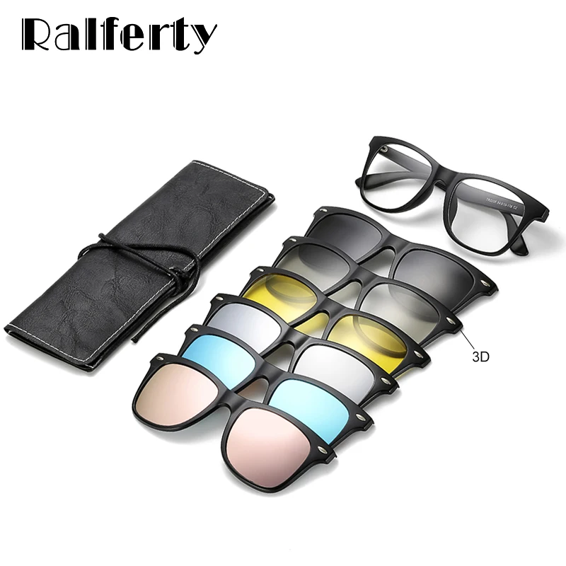 Ralferty-gafas de sol magnéticas para hombre y mujer, anteojos de sol unisex con Clip, polarizados, UV400, de alta calidad, TR90, 3D, gafas graduadas de visión nocturna