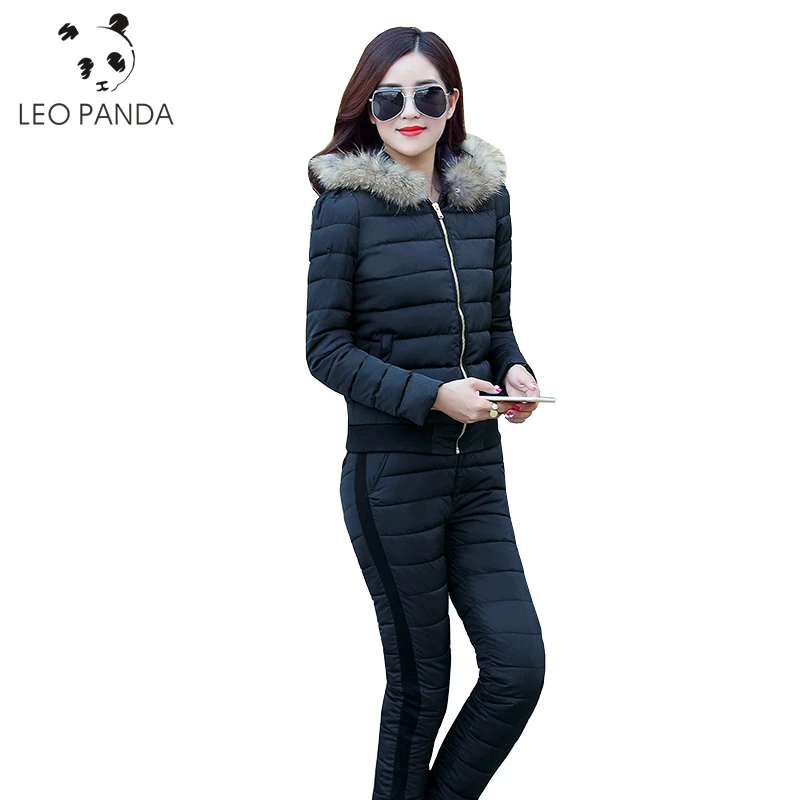Меховой воротник теплая Модная дутая куртка с капюшоном костюмы 2017 Для женщин