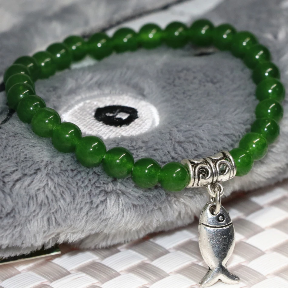 Зеленый Тайвань 6 мм натуральный каменный халцедонский нефрит браслет из бисера