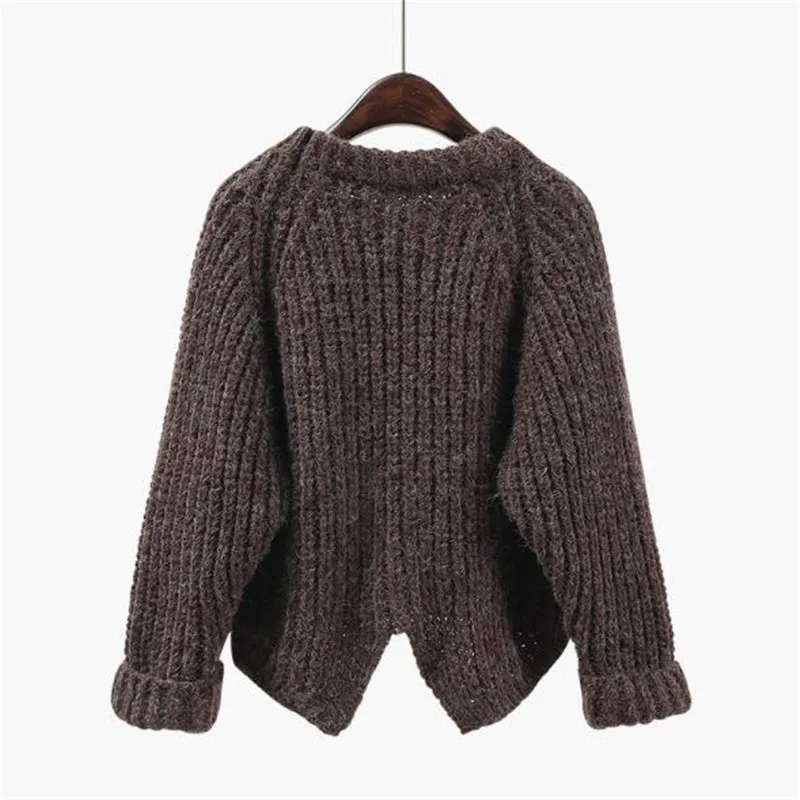 WKOUD Candy Colors Back Split Sweaters WomenBatwing Sleeve Knitted Pullovers Wide Needles Knitwear Jumper Streetwear M8196 | Женская