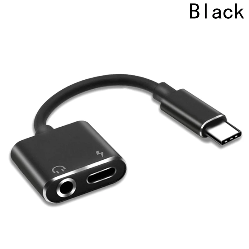2 в 1 Тип-C до 3,5 мм разъем для наушников Aux конвертер Usb Тип C адаптер Зарядное устройство аудио кабель для samsung для Xiaomi для huawei - Цвет: Black