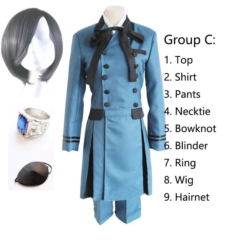 Аниме Черный Дворецкий Kuroshitsuji Ciel Phantomhive Косплей Костюм Kuroshitsuji Sebasti аристократ Emboitement костюм на Хэллоуин