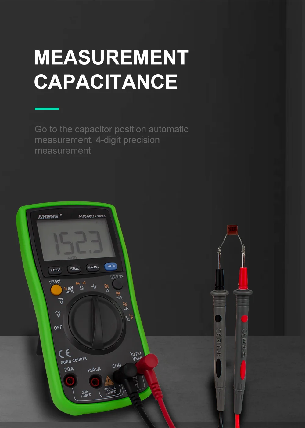 ANENG AN860B мультиметр цифровой тестер 6000 digital multimeter мультиметр провода для мультиметра tester dc dc мультиметры мультитестер с термопарой цифровой тестор capacitor tester МУЛЬТИМЕТР