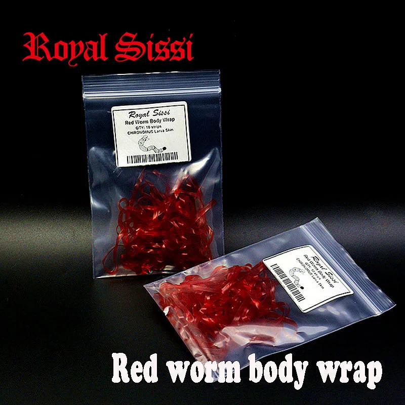 

Royal Sissi 5yards red worm body wrap strips 3mm elastic chironomus larva skin translucent fly tying thin skin nymph body wraps