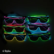 20 штук Модные крутые светящиеся очки темные линзы EL Wire