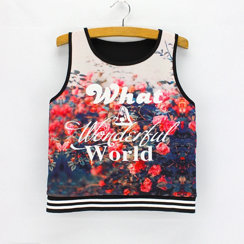 Модные укороченные футболки для девочек с 3D цветочным и буквенным принтом