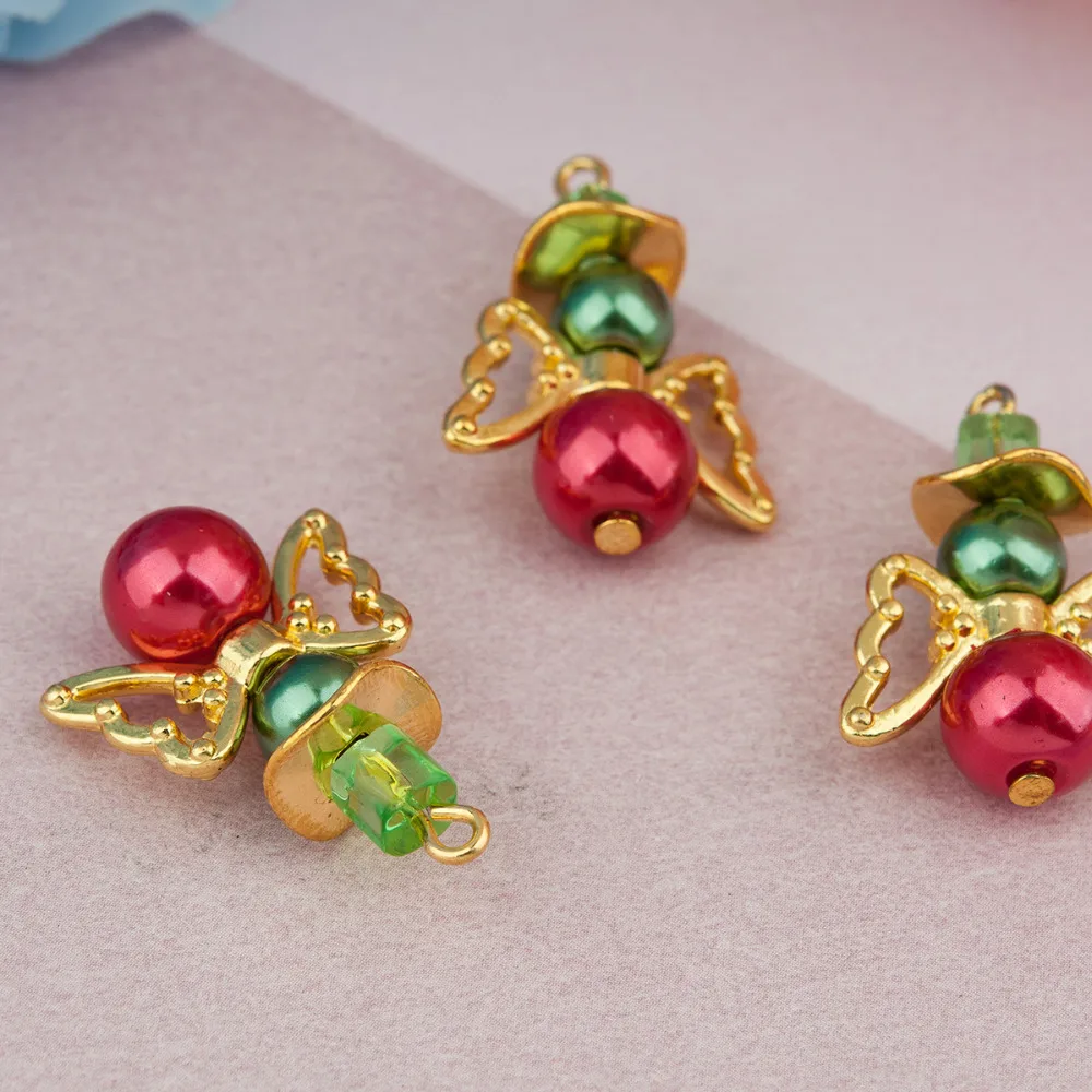 DoreenBeads шармы из сплава цинка и Стекла Ангел серебряного цвета рождественские