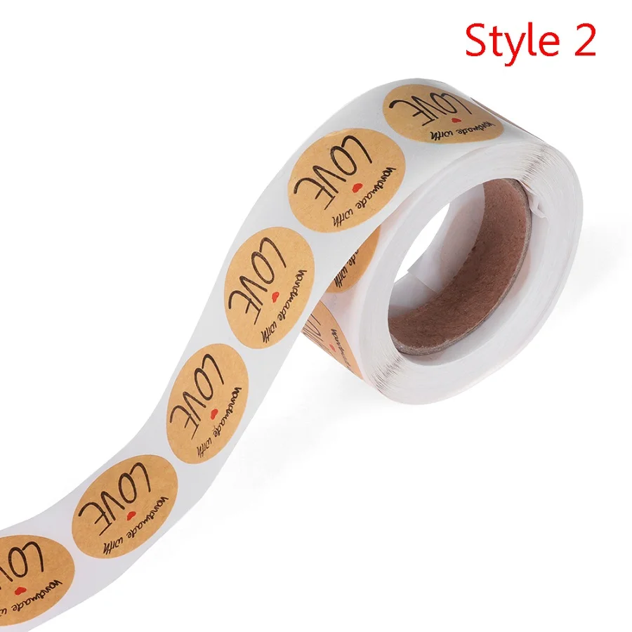 Style 2 Новая мода 500 шт крафт ручной работы с любовь наклейки свадебные Декор вечерние принадлежности оливковые карты филиалов коробка посылка запечатывание этикеток - Цвет: Style 2